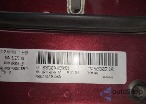 2019 Dodge Charger R/T Rwd z USA, uszkodzony, nr VIN 2C3CDXCT4KH654969